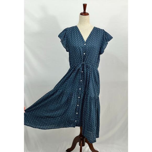 TROVATA Birds of Paradis Sz S Small Kristi Shirt Dress Blue Floral Seaview Ditsy - Picture 7 of 10